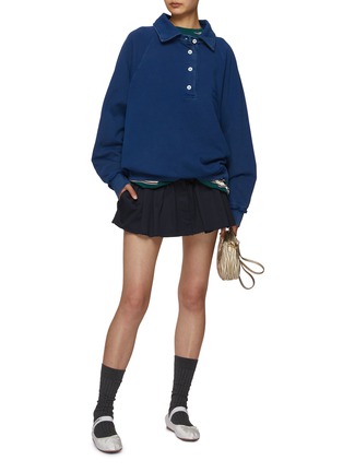 Figure View - Click To Enlarge - MIU MIU - Denim Effect Polo Jersey Sweatshirt