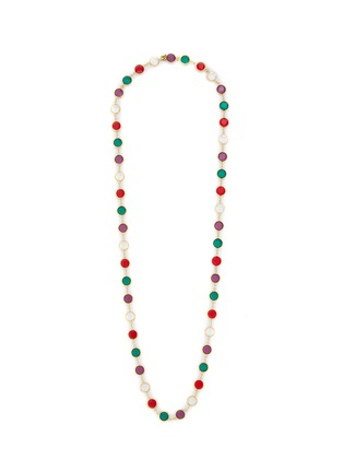 Main View - Click To Enlarge - LANE CRAWFORD VINTAGE ACCESSORIES - Chanel Crystal Gold Toned Metal Long Necklace