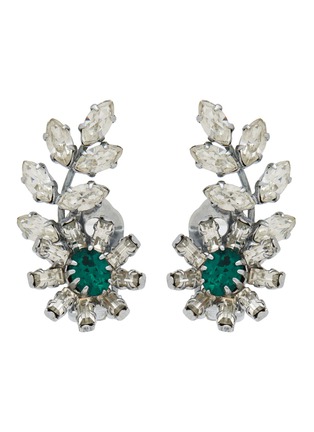 Main View - Click To Enlarge - LANE CRAWFORD VINTAGE ACCESSORIES - Diamante Austrian Flower Silver Toned Metal Clip On Earrings