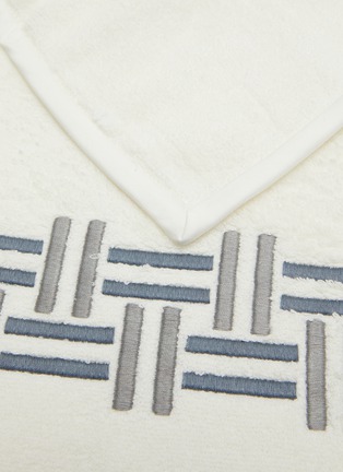 Detail View - Click To Enlarge - FRETTE - Basket Weave Embroidered Guest Towel — Steel Blue/Grey Cliff