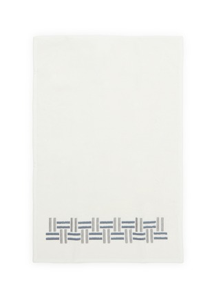 Main View - Click To Enlarge - FRETTE - Basket Weave Embroidered Guest Towel — Steel Blue/Grey Cliff