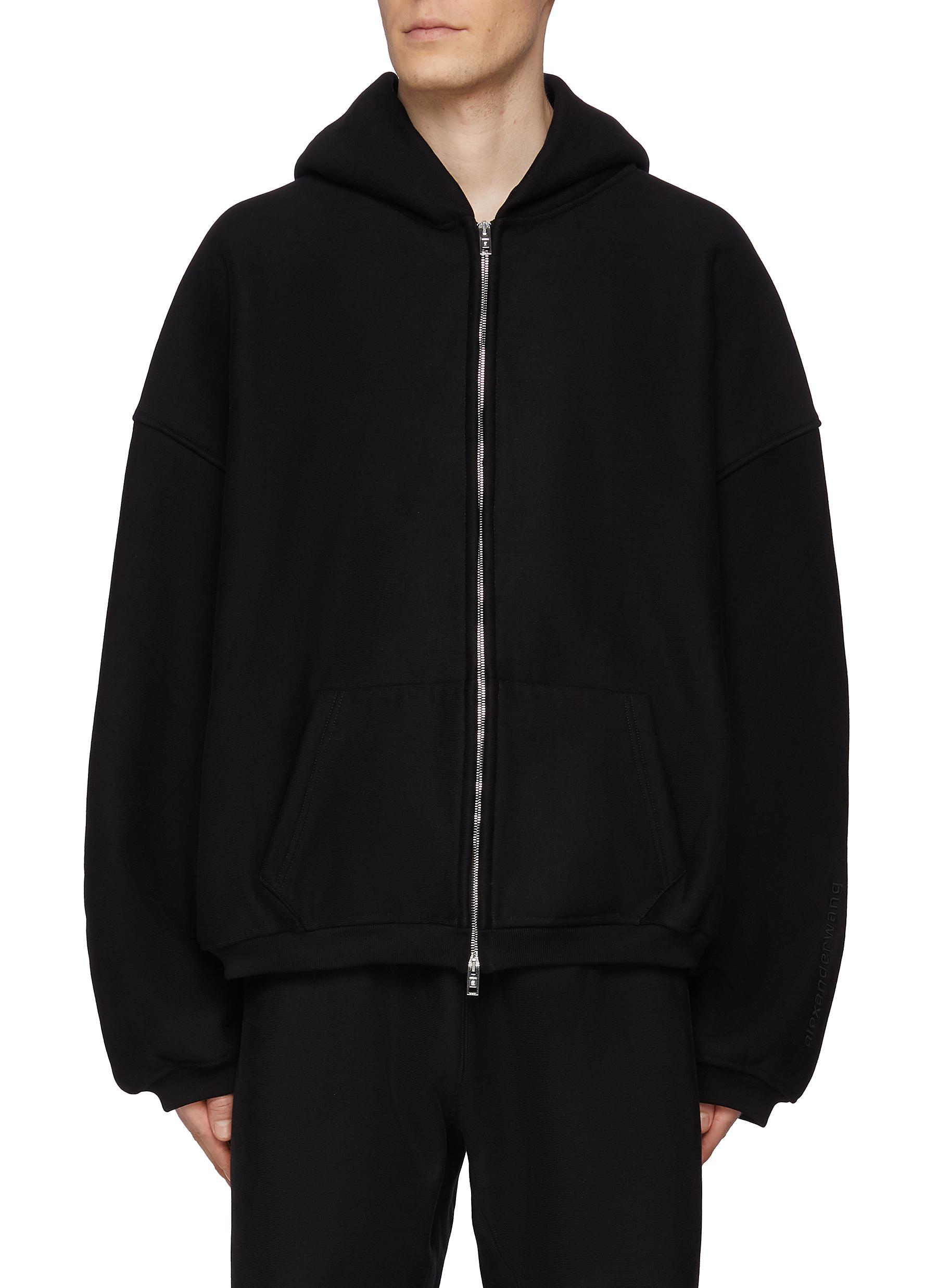 OVERSIZED EMBOSSED LOGO HEAVY COTTON TERRY HOODIE