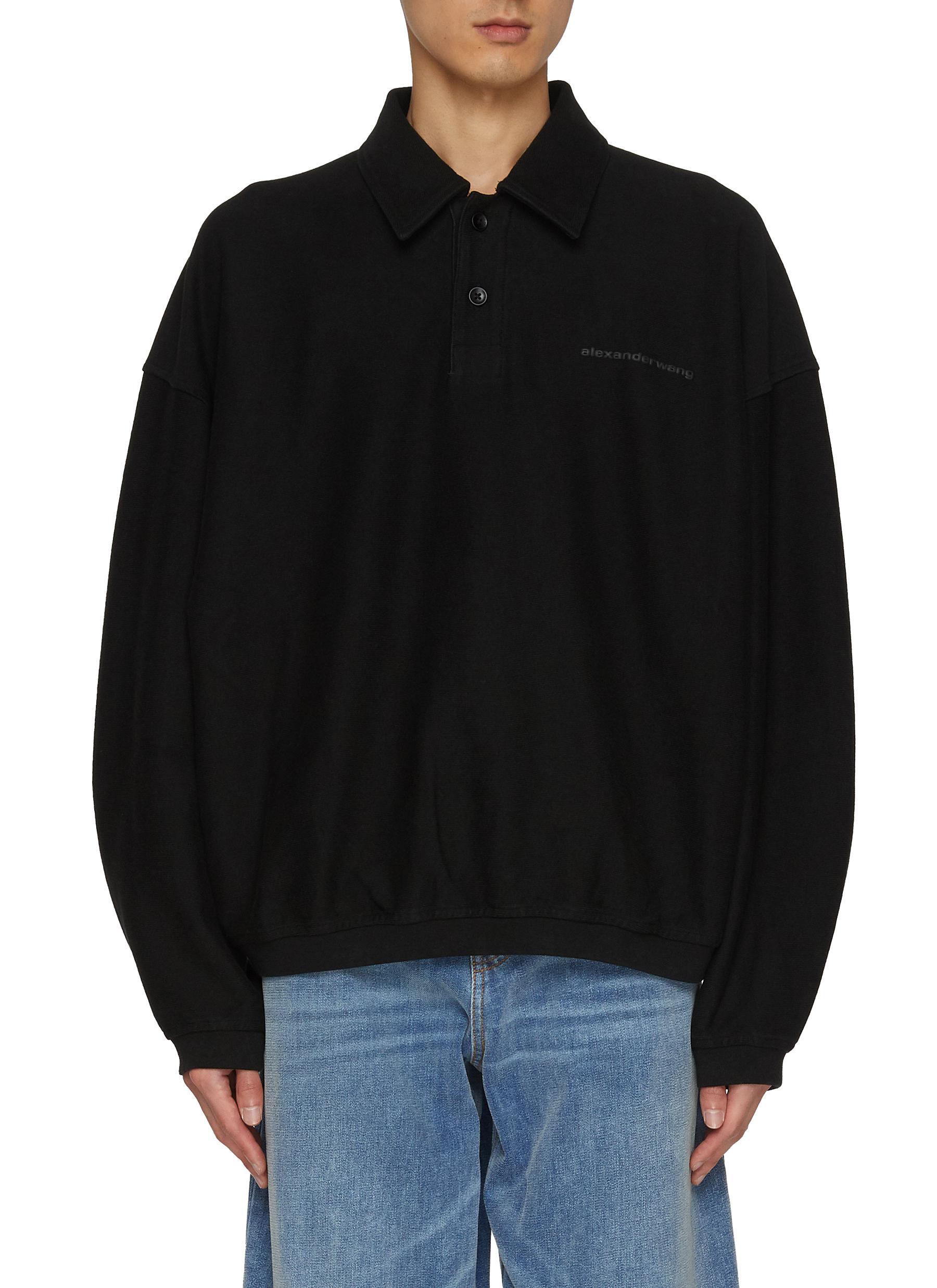 Oversized long sleeve polo shirt hotsell