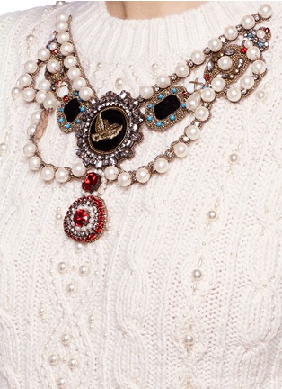 Detail View - Click To Enlarge - GUCCI - Necklace embellished glass pearl sweater