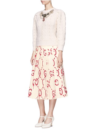 Figure View - Click To Enlarge - GUCCI - Necklace embellished glass pearl sweater