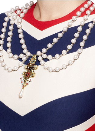 Detail View - Click To Enlarge - GUCCI - Necklace embellished puff shoulder dress
