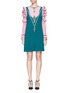 Main View - Click To Enlarge - GUCCI - Necklace embellished ruffle trim colourblock dress