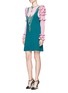 Figure View - Click To Enlarge - GUCCI - Necklace embellished ruffle trim colourblock dress