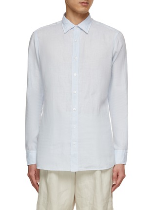 Main View - Click To Enlarge - LARDINI - Spread Collar Linen Shirt