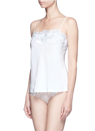 Figure View - Click To Enlarge - LA PERLA - 'Moonlight' metallic floral embroidered silk blend camisole