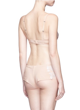 Back View - Click To Enlarge - LA PERLA - 'Moonlight' metallic floral embroidered silk blend shorts