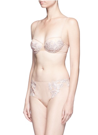 Figure View - Click To Enlarge - LA PERLA - 'Moonlight' metallic floral embroidered silk blend shorts