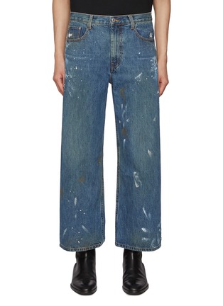 Main View - Click To Enlarge - HELMUT LANG - Painter Motif Cropped Cotton Wide Leg Jeans