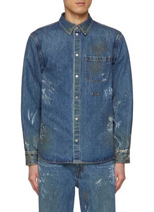 Main View - Click To Enlarge - HELMUT LANG - Painter Motif Pocket Denim Shirt