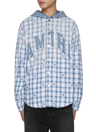Main View - Click To Enlarge - AMIRI - Checked Logo Hooded Overshirt