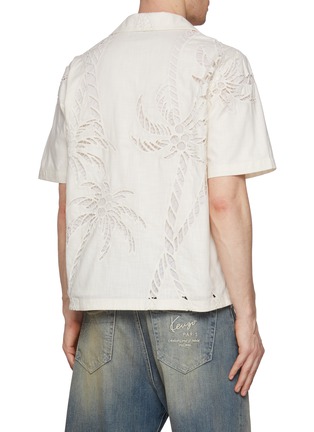Back View - Click To Enlarge - AMIRI - Palm Tree Cutout Cotton Linen Shirt