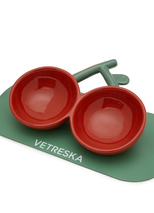 Detail View - Click To Enlarge - VETRESKA - Cherry Ceramic Pet Bowl Set