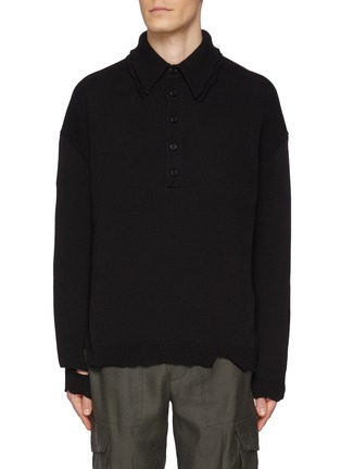 Main View - Click To Enlarge - HELMUT LANG - Destroyed Polo Shirt
