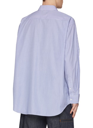 Back View - Click To Enlarge - HELMUT LANG - Initial Embroidered Stripe Cotton Shirt