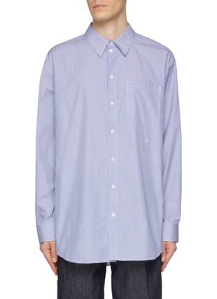 Main View - Click To Enlarge - HELMUT LANG - Initial Embroidered Stripe Cotton Shirt