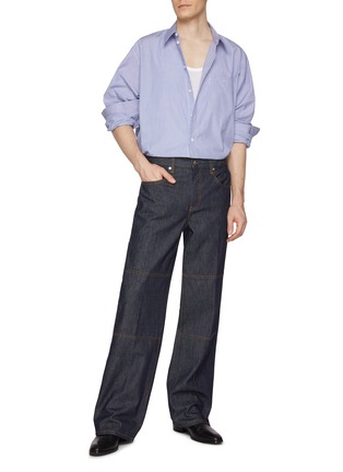 Figure View - Click To Enlarge - HELMUT LANG - Initial Embroidered Stripe Cotton Shirt