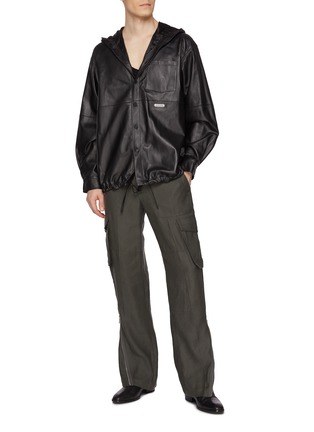 Figure View - Click To Enlarge - HELMUT LANG - Hooded Leather Shirt