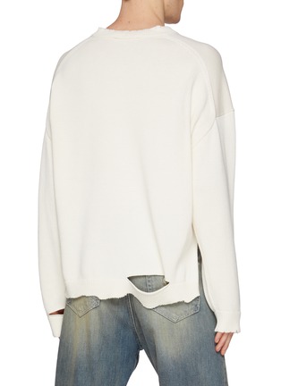 Back View - Click To Enlarge - HELMUT LANG - Destroyed Cotton Crewneck Sweater