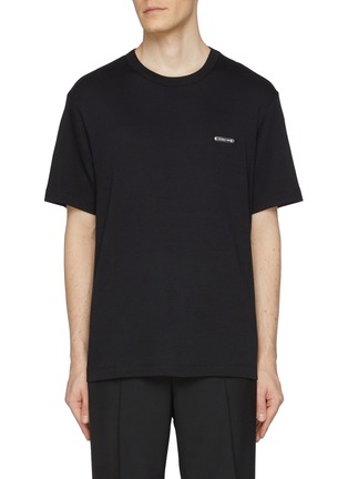 Main View - Click To Enlarge - HELMUT LANG - Metal Logo Crewneck Cotton T-Shirt