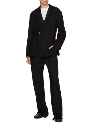 Figure View - Click To Enlarge - SETCHU - Slim Double Breasted Cashmere Cotton Blazer