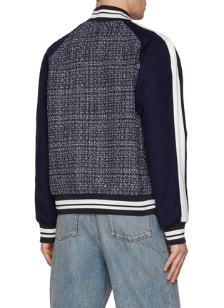 Back View - Click To Enlarge - VALENTINO GARAVANI - Tweed Panel V Logo Varsity Jacket