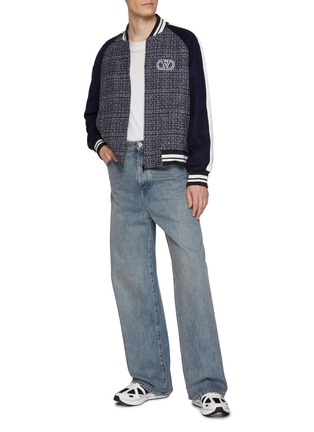 Figure View - Click To Enlarge - VALENTINO GARAVANI - Tweed Panel V Logo Varsity Jacket