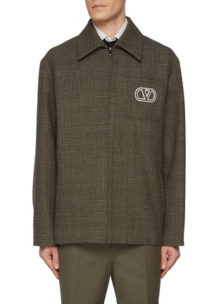 Prince Of Wales V Logo Virgin Wool Cotton Jacket