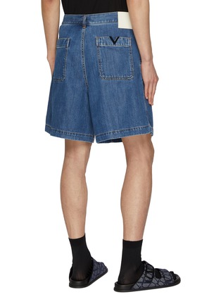 Back View - Click To Enlarge - VALENTINO GARAVANI - V Back Pocket Medium Wash Denim Shorts