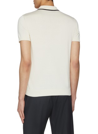 Back View - Click To Enlarge - VALENTINO GARAVANI - Contrast Trim Embroidered Logo Cotton Polo Shirt