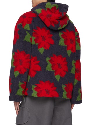 Back View - Click To Enlarge - JW ANDERSON - Hooded Zip Up Poinsettia Fleece Jacket