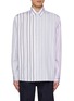 Main View - Click To Enlarge - JW ANDERSON - Irregular Stripes Logo Cotton Poplin Shirt