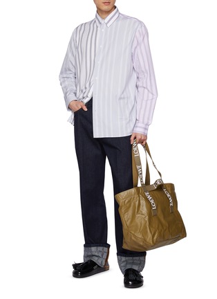 Figure View - Click To Enlarge - JW ANDERSON - Irregular Stripes Logo Cotton Poplin Shirt