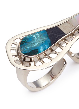 Detail View - Click To Enlarge - NIIN - 'Yin Teardrop' precious stone brass two finger ring
