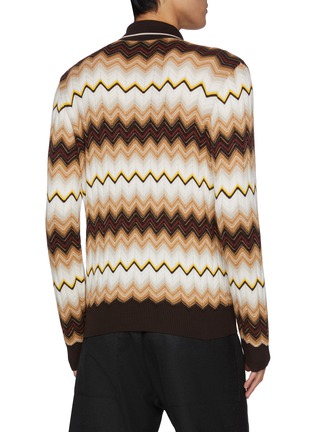 Back View - Click To Enlarge - MISSONI - Zigzag Zip Up Cotton Wool Polo
