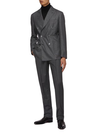 Figure View - Click To Enlarge - BRIONI - Leggera Double Breasted Wool Silk Blazer