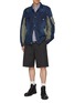 Figure View - Click To Enlarge - SACAI - Nylon Insert Dark Wash Denim Jacket