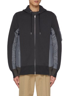 【送料&関税込】Sacai Drawstring Zip-up Hoodie SACAI Sponge Padded Cotton-Blend Jersey and Nylon Zip-Up