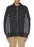 Main View - Click To Enlarge - SACAI - Sponge Sweat Nylon Insert Zip Up Hoodie