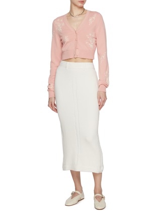 Figure View - Click To Enlarge - BARRIE - Knit Cashmere Cotton Midi Skirt
