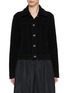 Main View - Click To Enlarge - BARRIE - Fitted Suede Effect Dark Wash Denim Jacket