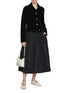 Figure View - Click To Enlarge - BARRIE - Fitted Suede Effect Dark Wash Denim Jacket