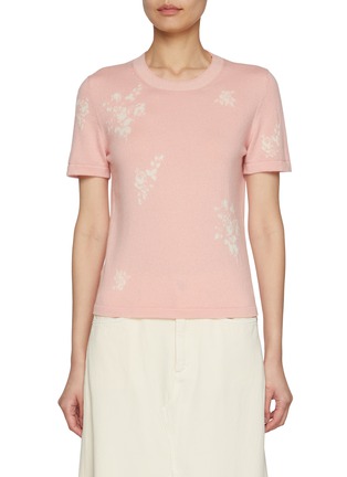 Main View - Click To Enlarge - BARRIE - Flower Intarsia Cashmere Blend Top