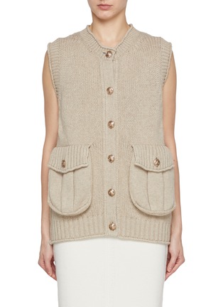 Main View - Click To Enlarge - BARRIE - Chunky Knit Button Up Cashmere Vest