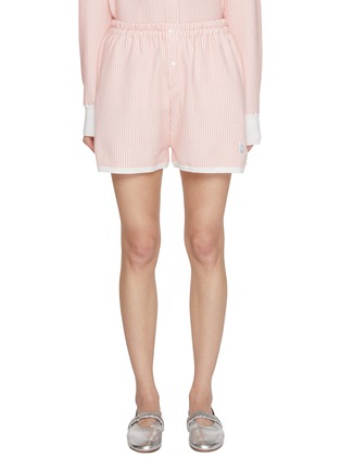 Main View - Click To Enlarge - BARRIE - Striped Cashmere Cotton Oxford Shorts