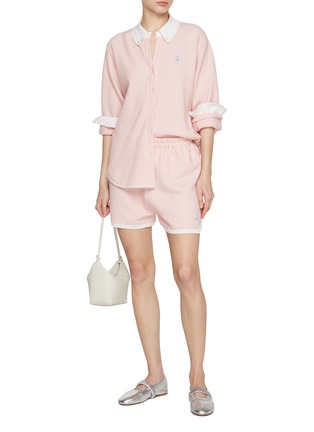 Figure View - Click To Enlarge - BARRIE - Striped Cashmere Cotton Oxford Shorts